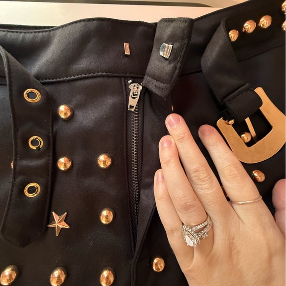 Anthropologie Black Mini Skirt with Gold Studs and stars Belt - Small NWT - Picture 12 of 12